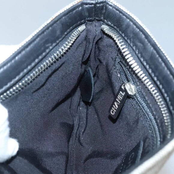 CHANEL Choco Bar Chain Camelia Shoulder Bag Canvas Gray Silver CC Auth 132885 - Picture 14 of 16